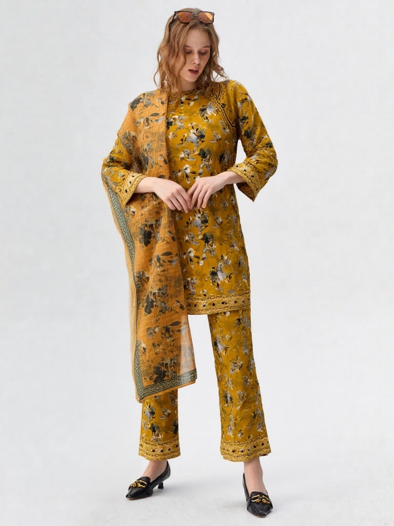 Noor-e-Nawazish – 3 Piece Embroidered Lawn Suit with Embroidered Shirt & Trouser