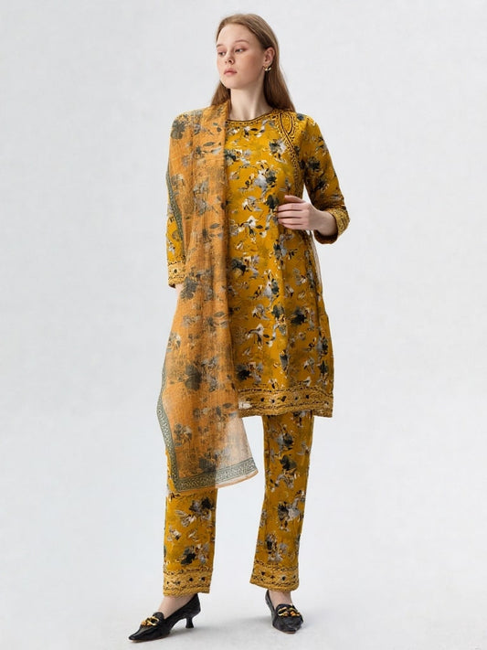 Noor-e-Nawazish – 3 Piece Embroidered Lawn Suit with Embroidered Shirt & Trouser
