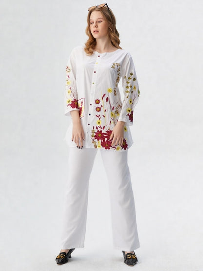 ESMIRA – Heavy Embroidered Cotton Co-Ord Set (2-Piece)