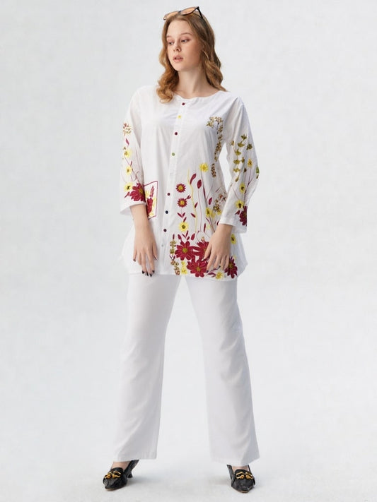 ESMIRA – Heavy Embroidered Cotton Co-Ord Set (2-Piece)