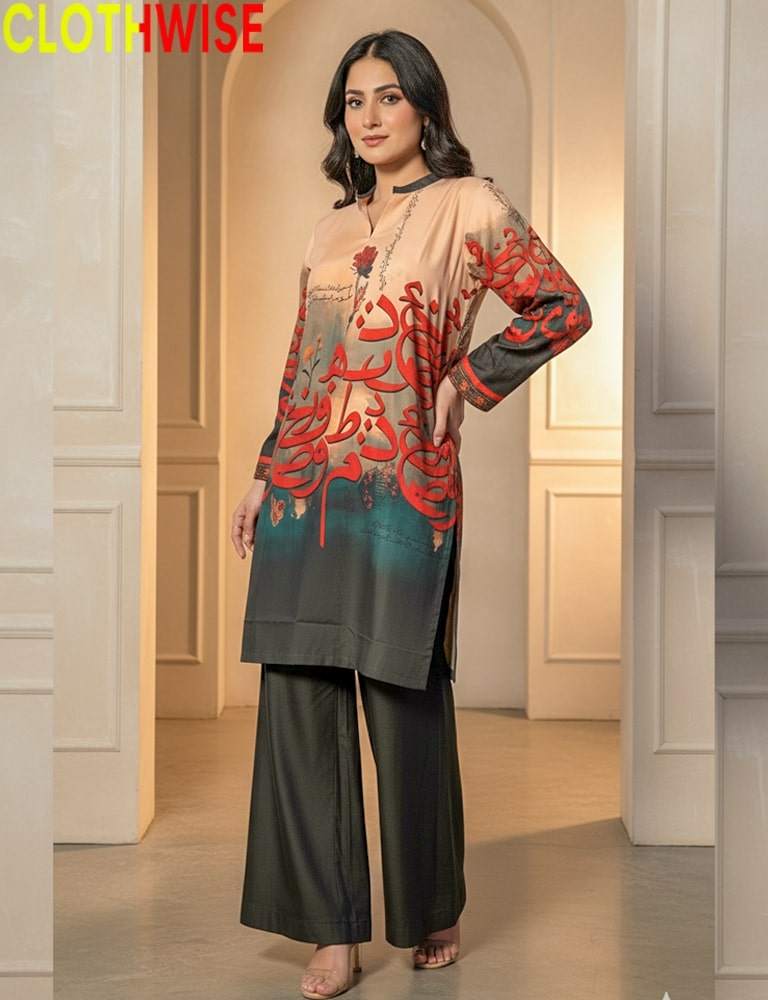 Crepique – Luxury Crepe Silk Printed Co-ord Set BLUE