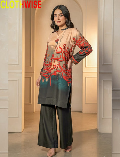 Crepique – Luxury Crepe Silk Printed Co-ord Set BLUE