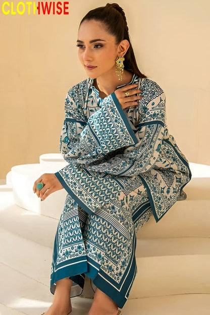 Woman wearing a patterned dress with 'ClothWise' branding.