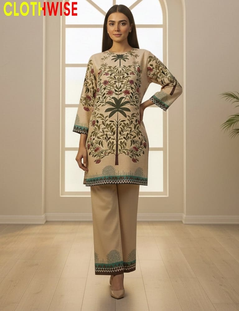 Clothwise digital printed slub lawn co ord set