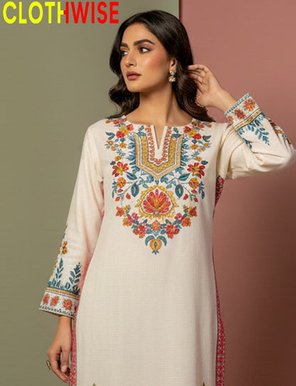 Saiyaara – Creme Printed Slub Lawn Co-ord Set