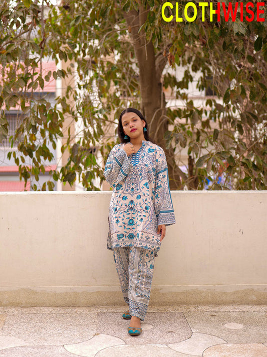 Saiyaara – Printed Slub Lawn Co-ord Set