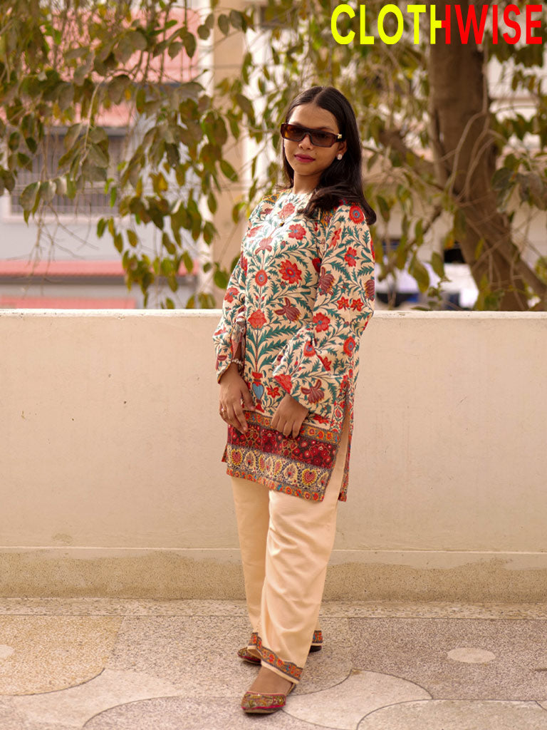 Saiyaara – Peach Printed Slub Lawn Co-ord Set