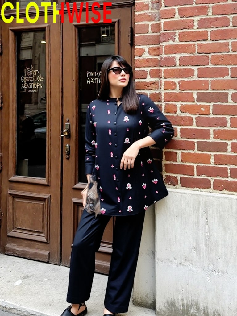 2-pcs embroidered co-ord set outfit by clothwise