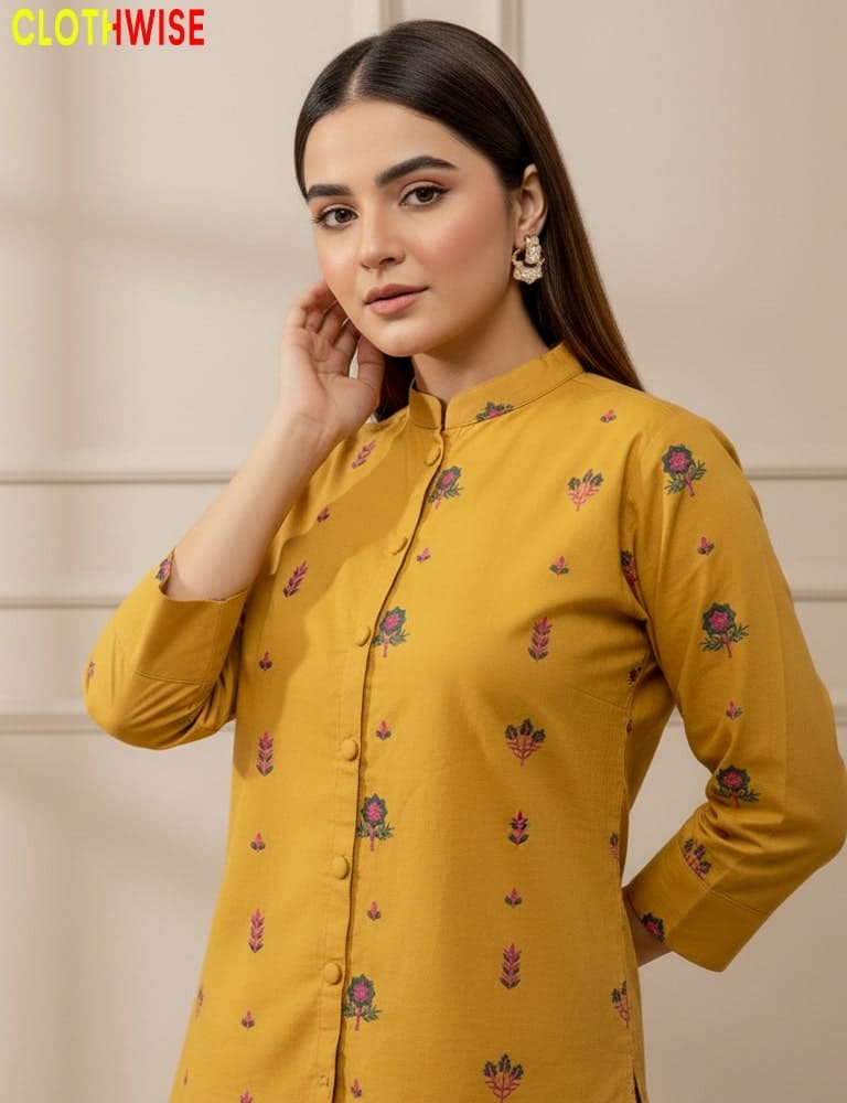 women wearing cotton embroidered co-ord set by clothwise