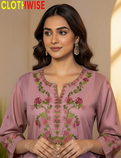 Rangzaar – 2 Piece Onion Embroidered Cotton Co-ord Set for Girls & Women