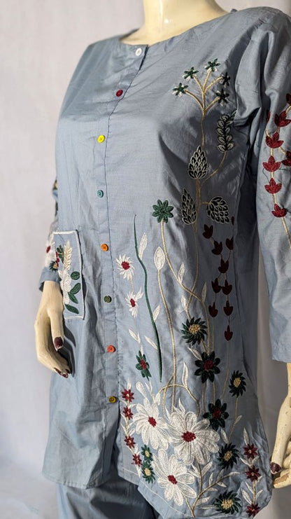 ESMIRA – Heavy Embroidered Cotton Co-Ord Set (2-Piece)