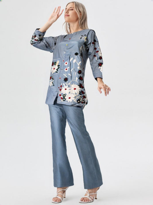 ESMIRA – Heavy Embroidered Cotton Co-Ord Set (2-Piece)