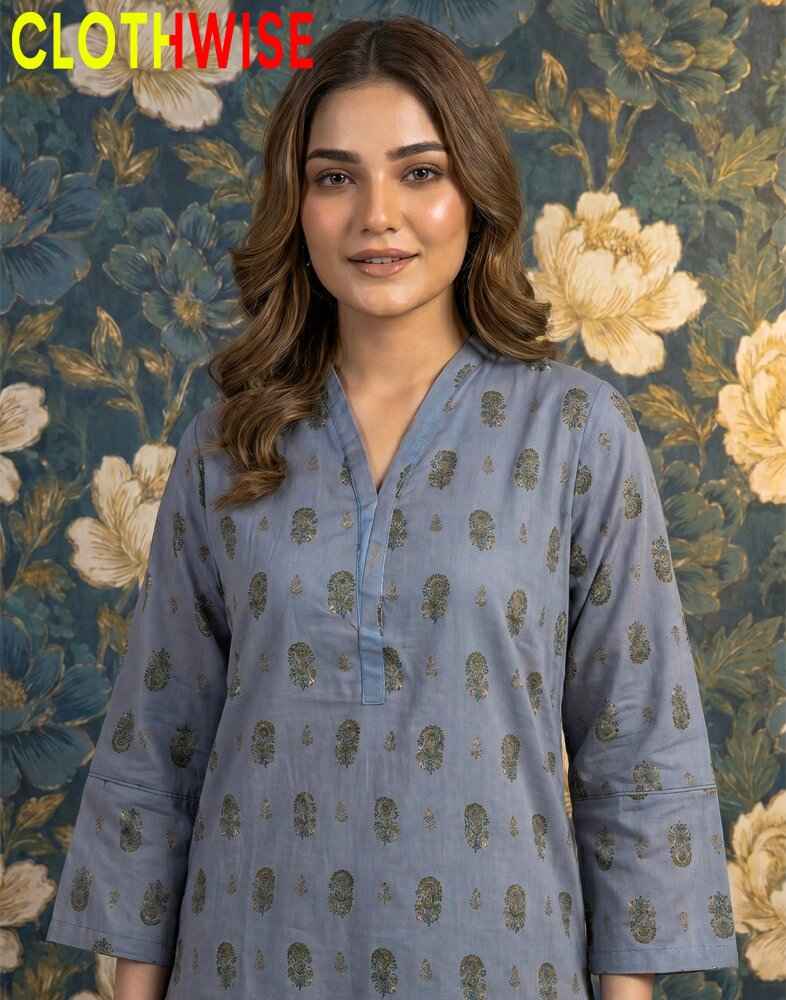 Zayra - Slate Grey Printed 2 Piece Lawn Suit - Pakistani Women Pret | CLOTHWISE