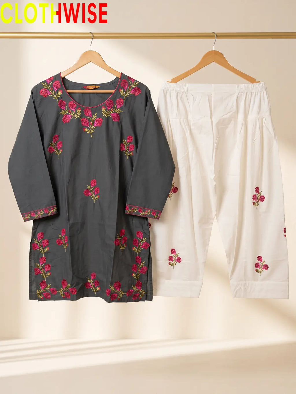 Ghulab Embroidered Cotton 2 Piece Suit for Women