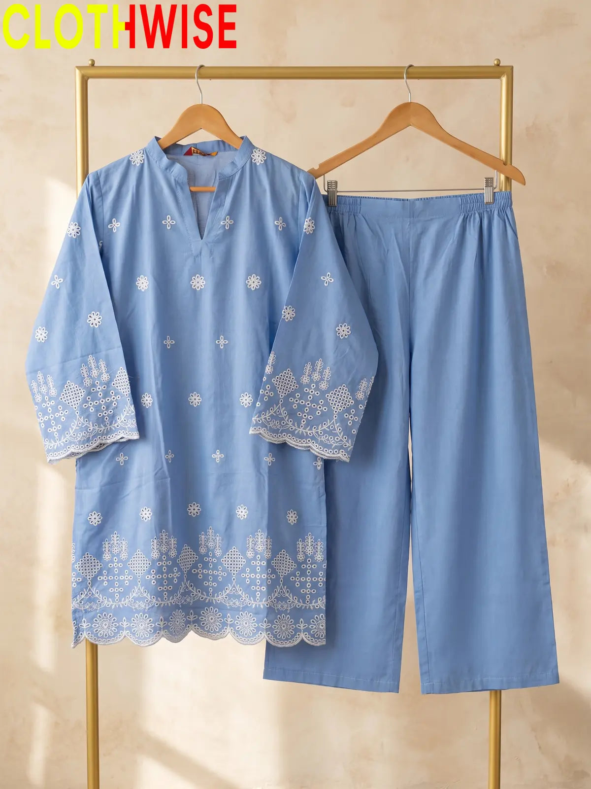 Ice blue dress hang on hanger