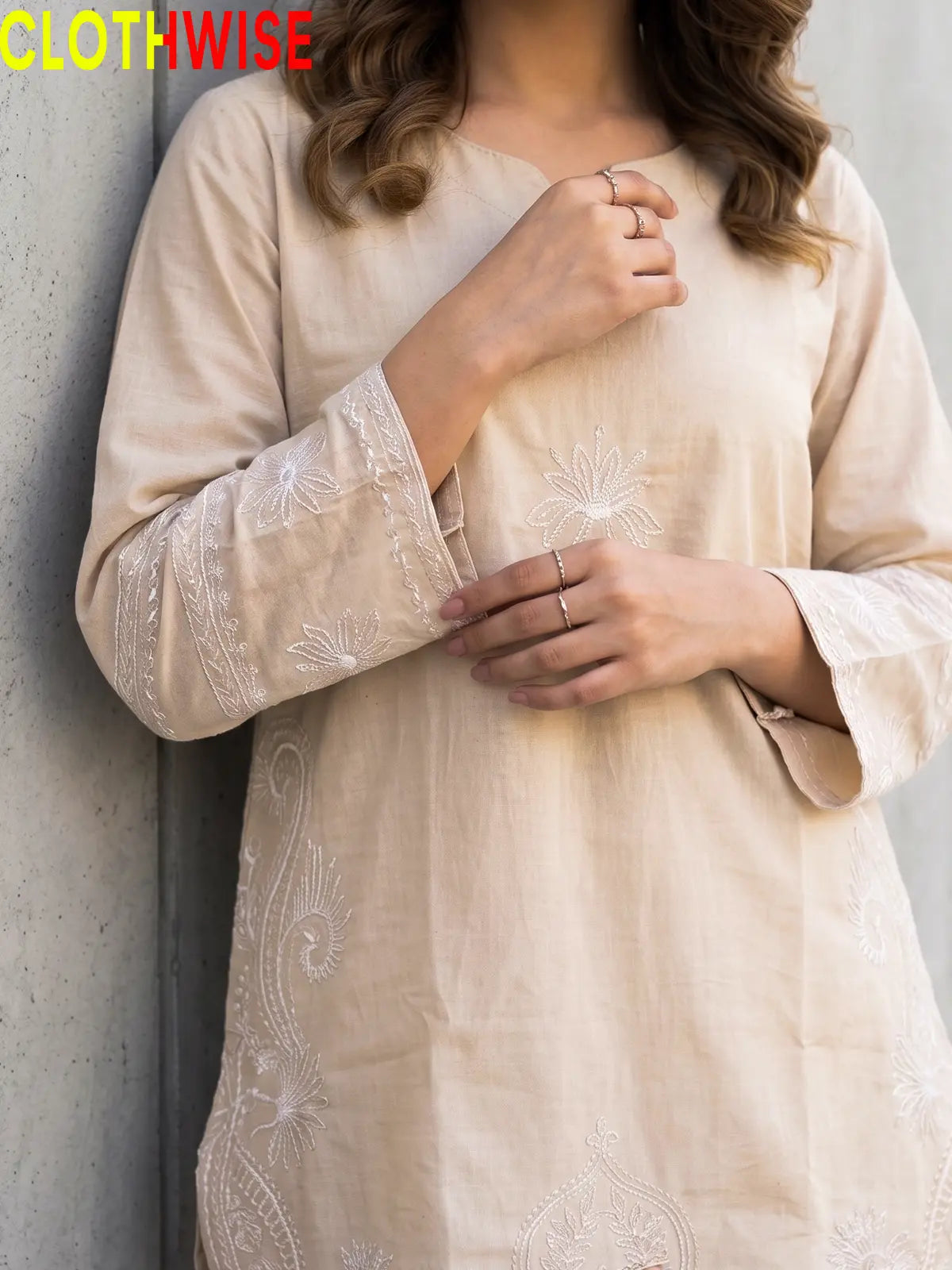 Petal ivory co-ord set - embroidery closeup detail