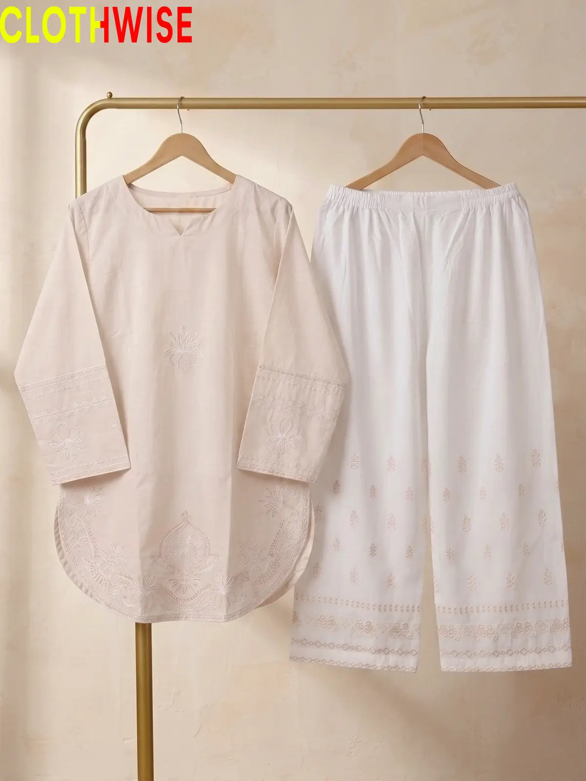 Petal ivory cotton co-ord set - hanger flat lay view