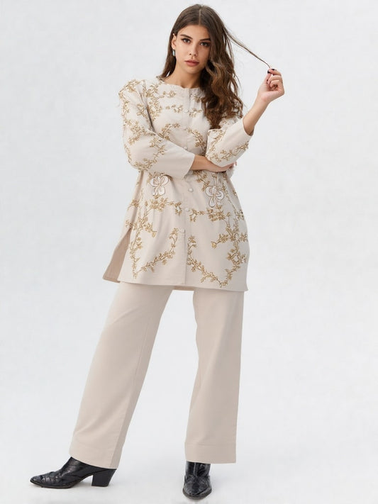 Elsa – Heavy Embroidered 2-Piece Co-ord Set with Farshi Trouser | CLOTHWISE
