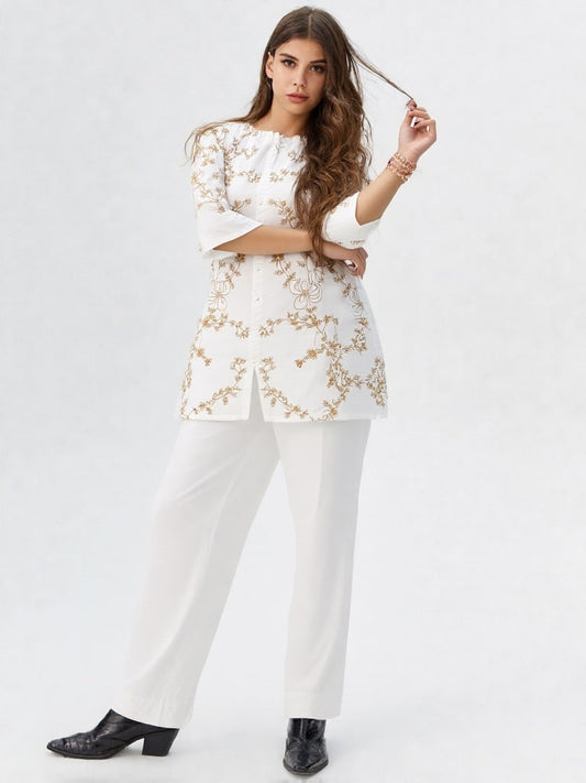 Elsa – Heavy Embroidered 2-Piece Co-ord Set with Farshi Trouser | CLOTHWISE