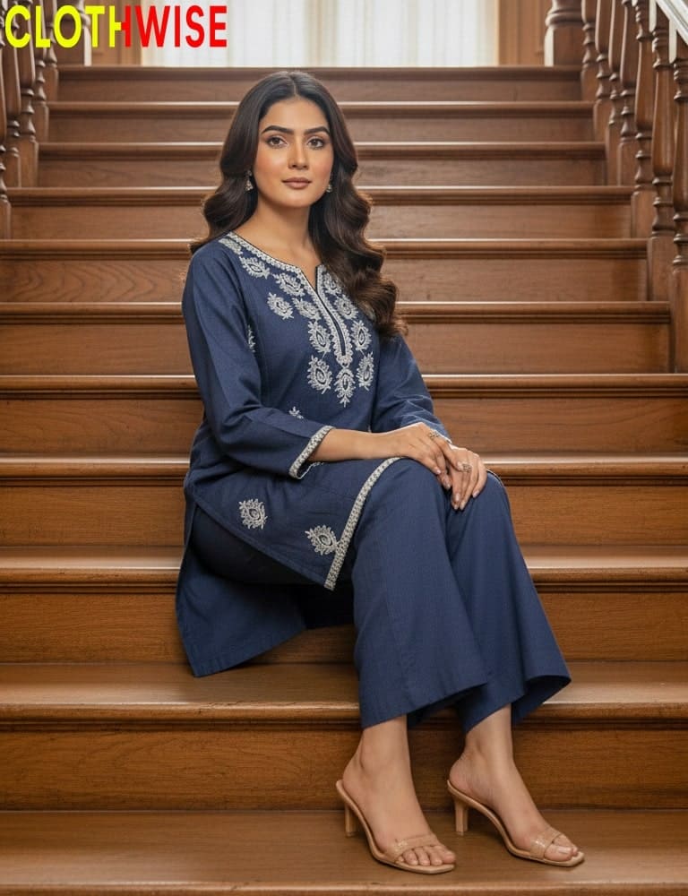 Graceful cotton embroidered matching outfit for women by Clothwise