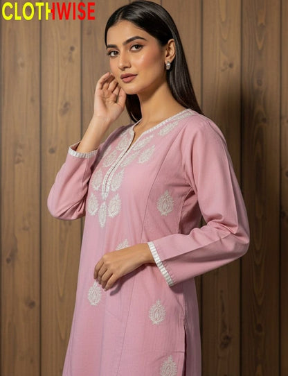 Soft breathable cotton embroidered two piece dress