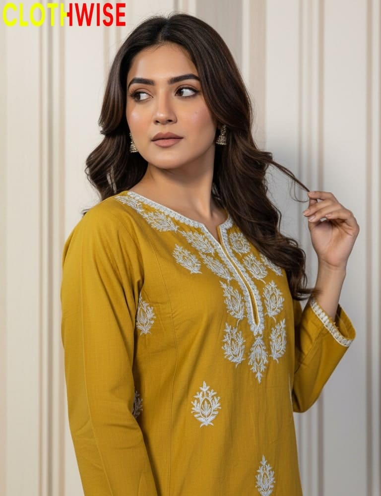 Elegant cotton embroidered co ord set for ladies