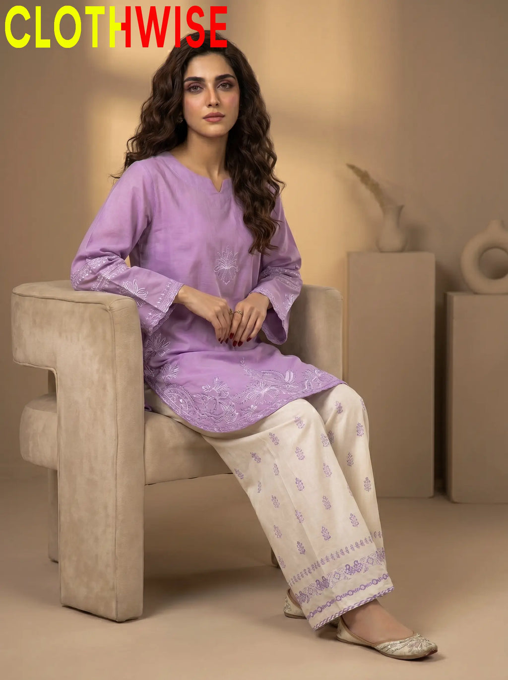 Petal Lavender Cotton Stitched 2-Piece Suit – Bottom Flapper