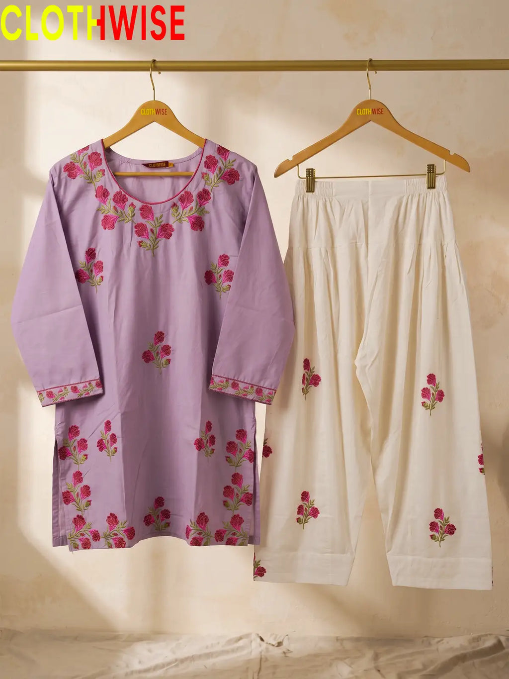 Ghulab Embroidered Cotton 2 Piece Suit for Women