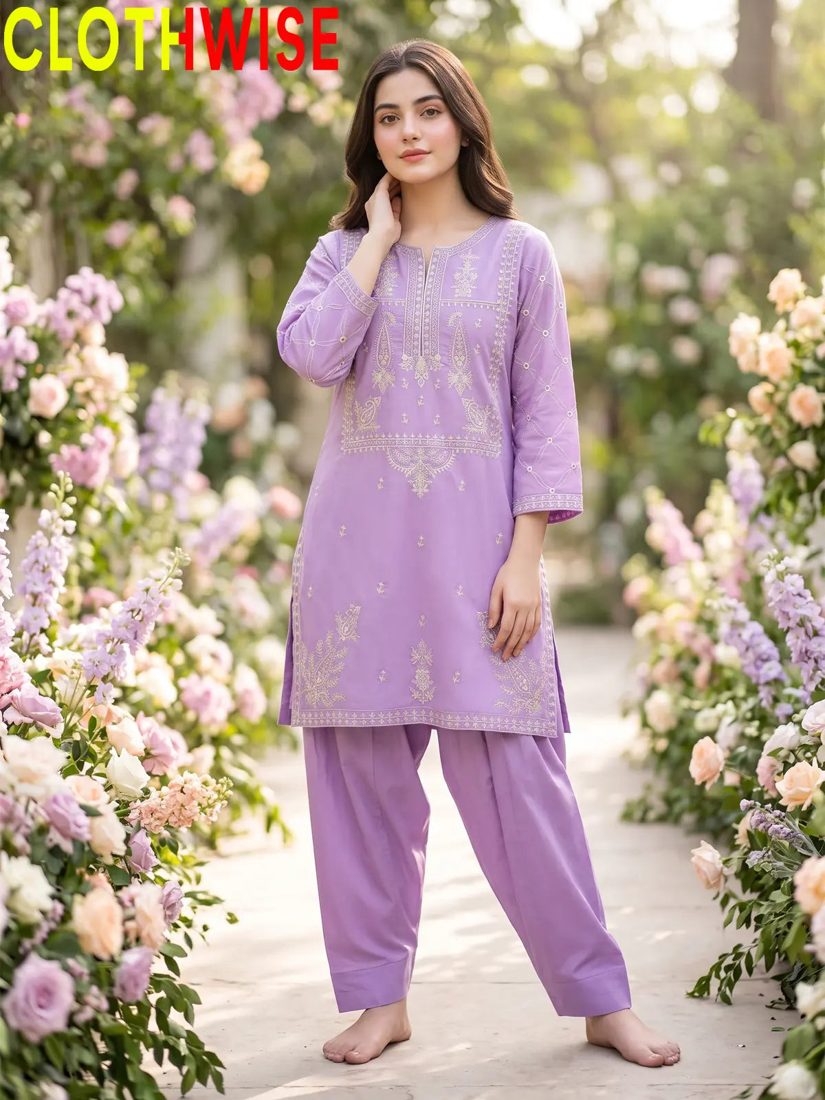 Saccy – Embroidered 2 Piece Kurti & Shalwar Set for Women