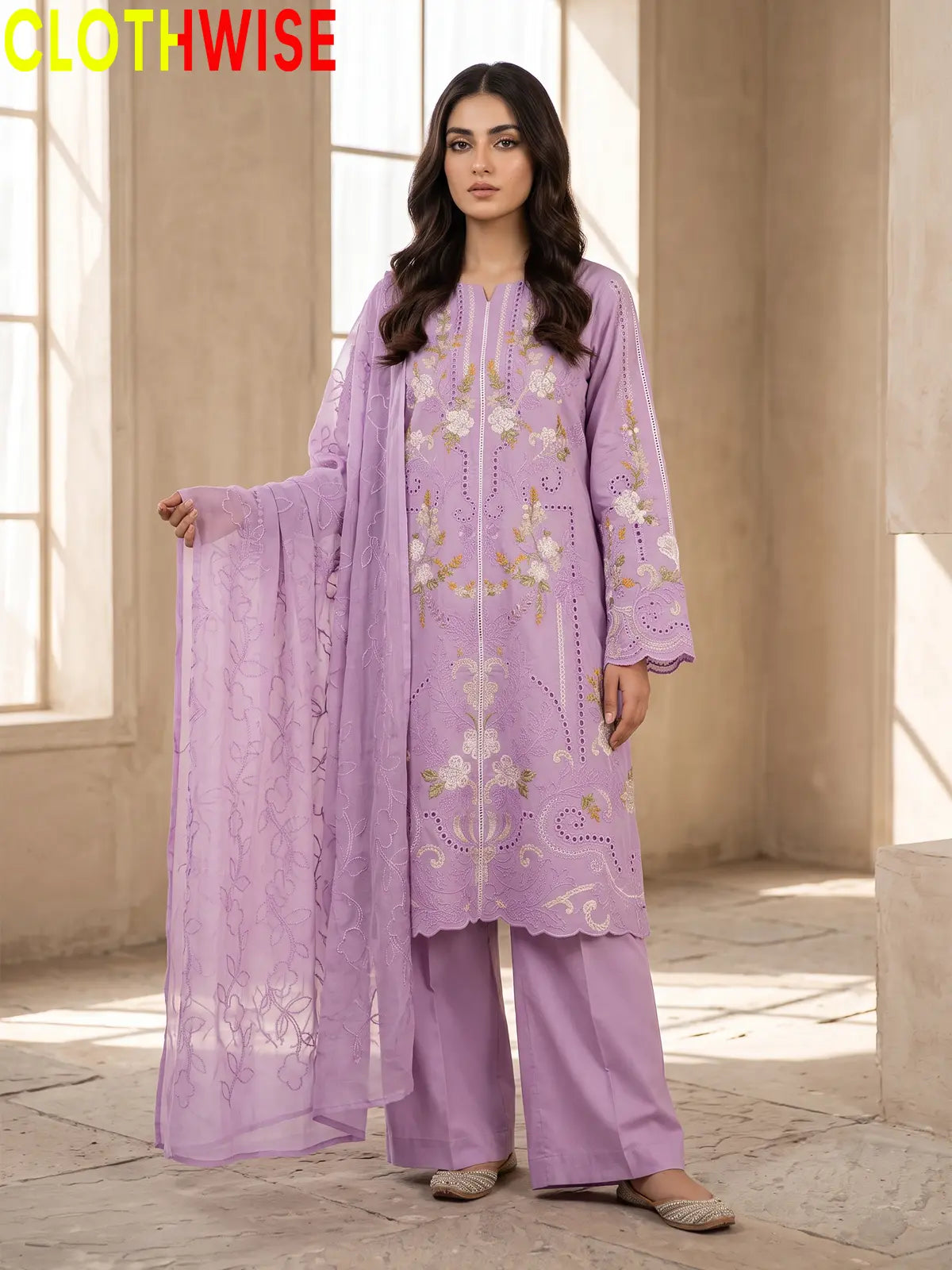 Dilkash – 3 Piece & 2 Piece Embroidered Lawn Suit with Embroidered Chiffion Dupatta