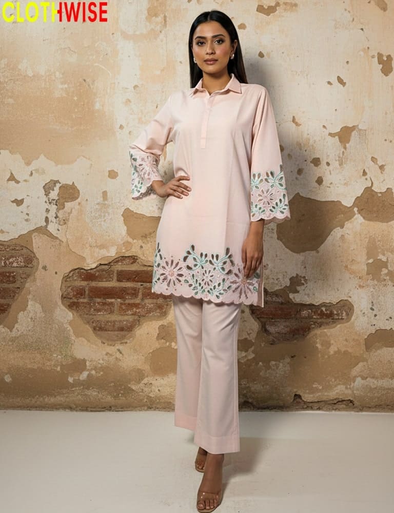 womens wearing laser embroidery cuteork co-ord set CLLOTHWISE branding