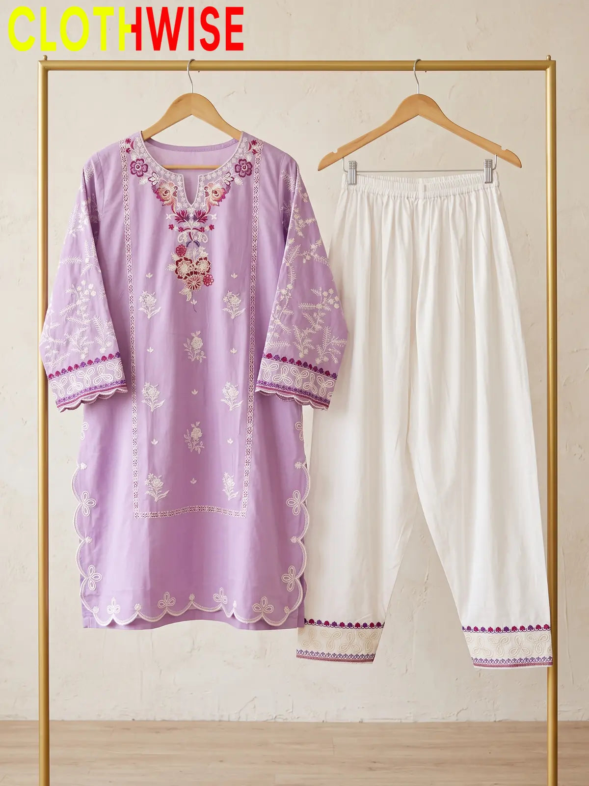 Zarmeen – Embroidered Cotton Kurta Shalwar Set | Clothwise