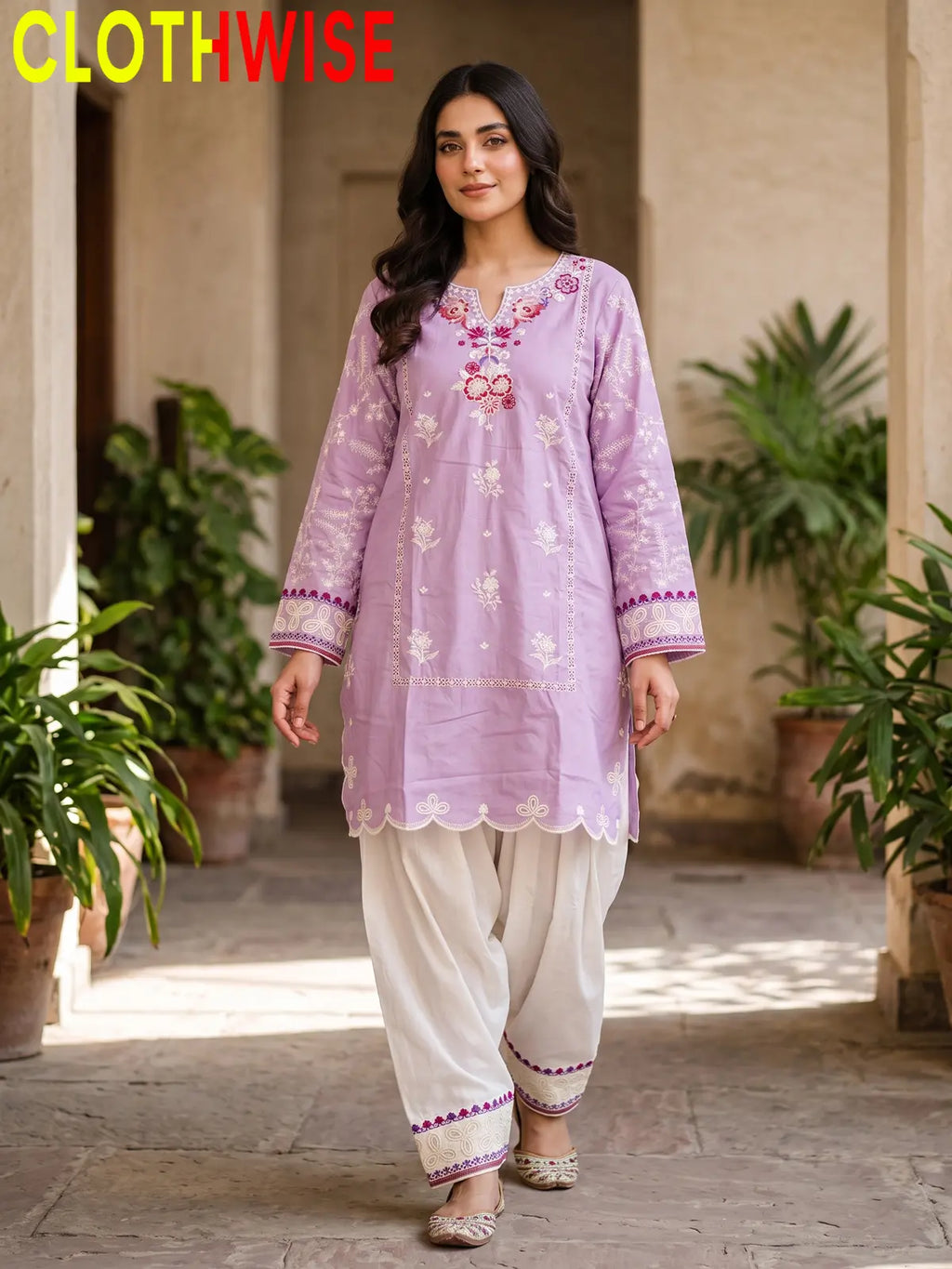 Zarmeen – Embroidered Cotton Kurta Shalwar Set | Clothwise