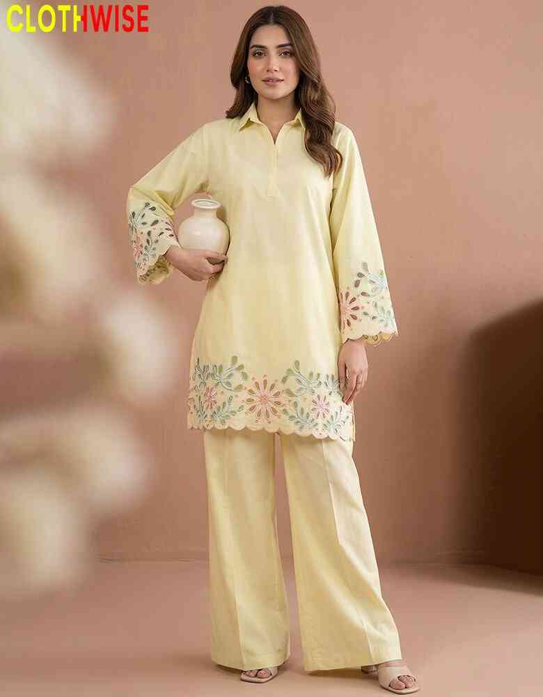 model wearing lemon suit by clothwise brand