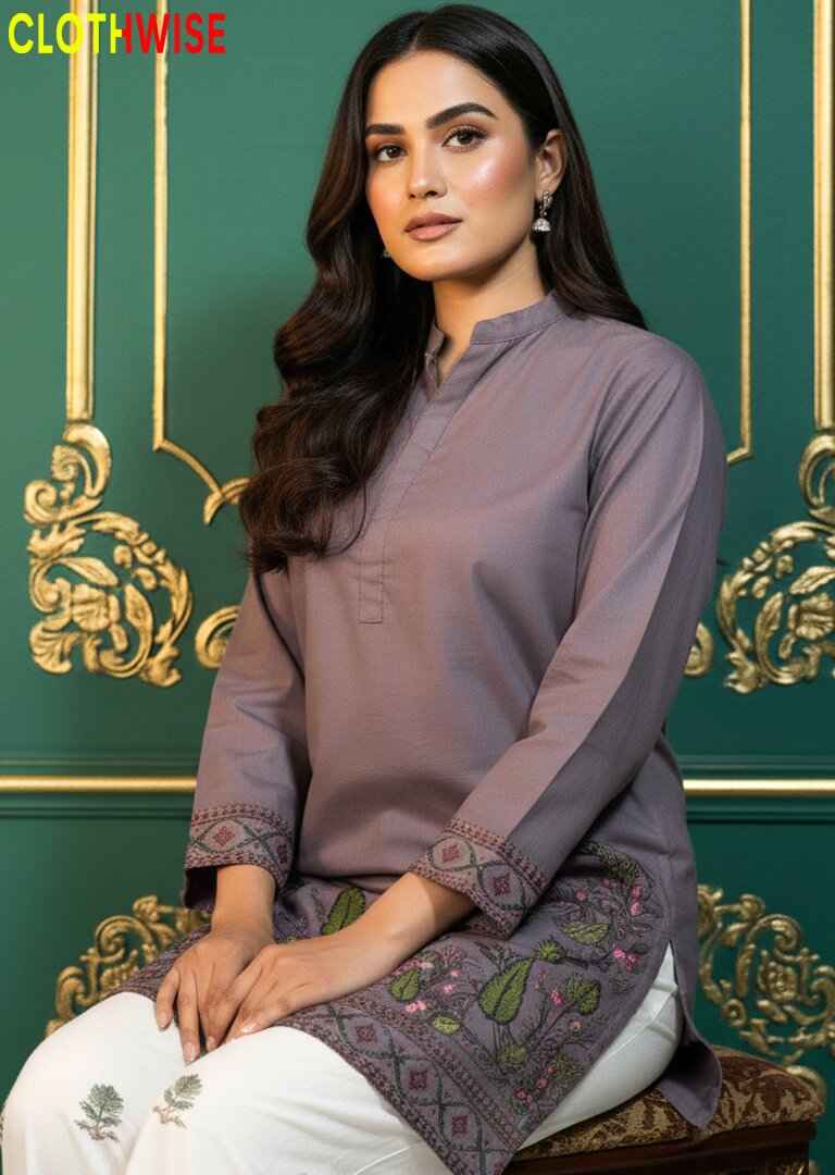 Shajar - Lilac Tree Motif Embroidered Cotton 2PC Co-ord Set