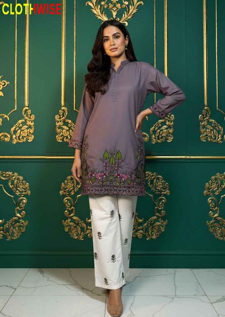 Shajar - Lilac Tree Motif Embroidered Cotton 2PC Co-ord Set