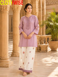 Anaya Lilac 2-piece embroidered cotton suit - standing view