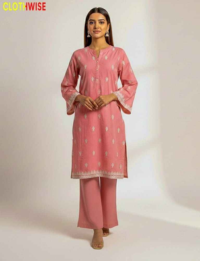 Clothwise women's stitched pink cotton collection – affordable and stylish 2-piece all year wear.