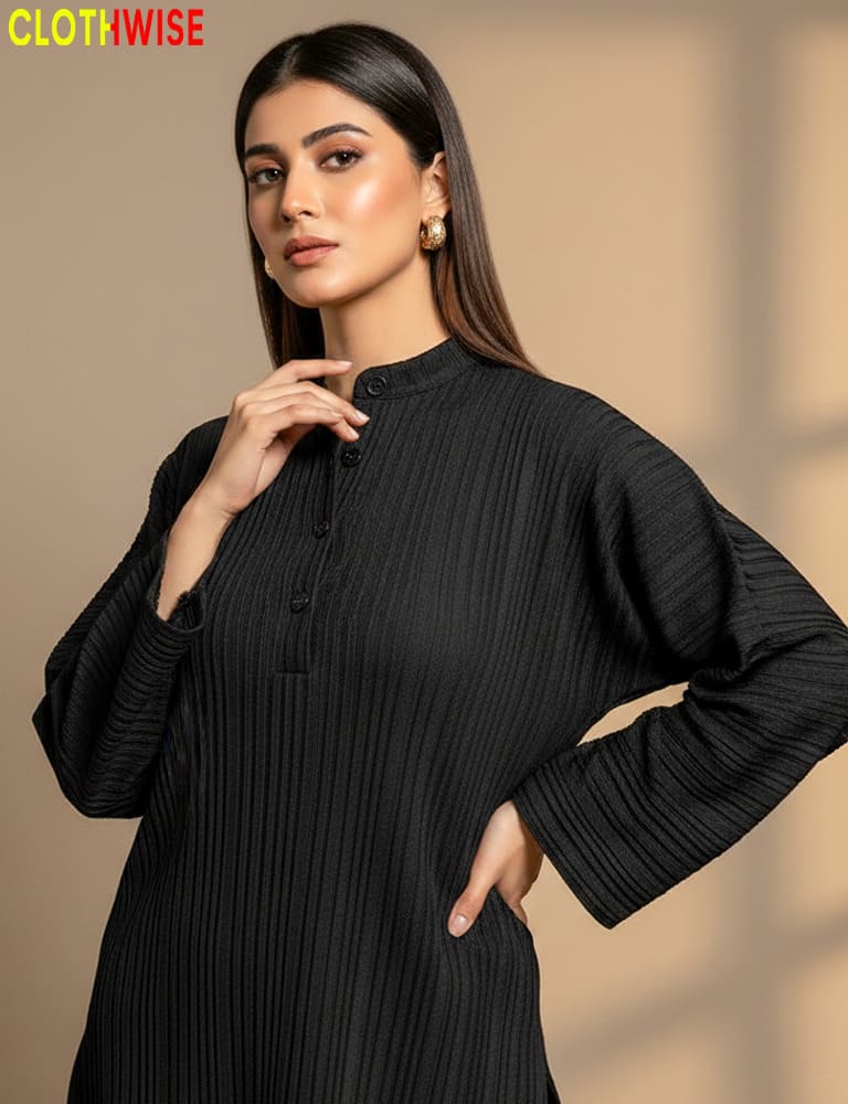 Urbanex – Western 2-Piece Lycra Black Co-Ord Set by Clothwise - Pakistani Women Pret | CLOTHWISE