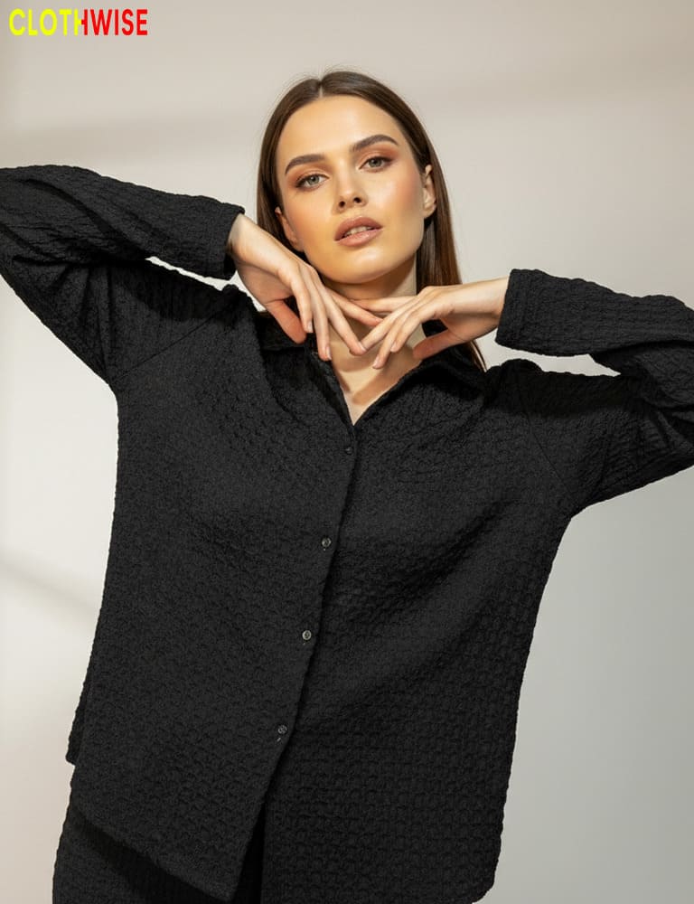 Urbanex – Western 2-Piece Lycra Black Co-Ord Set by Clothwise - Pakistani Women Pret | CLOTHWISE
