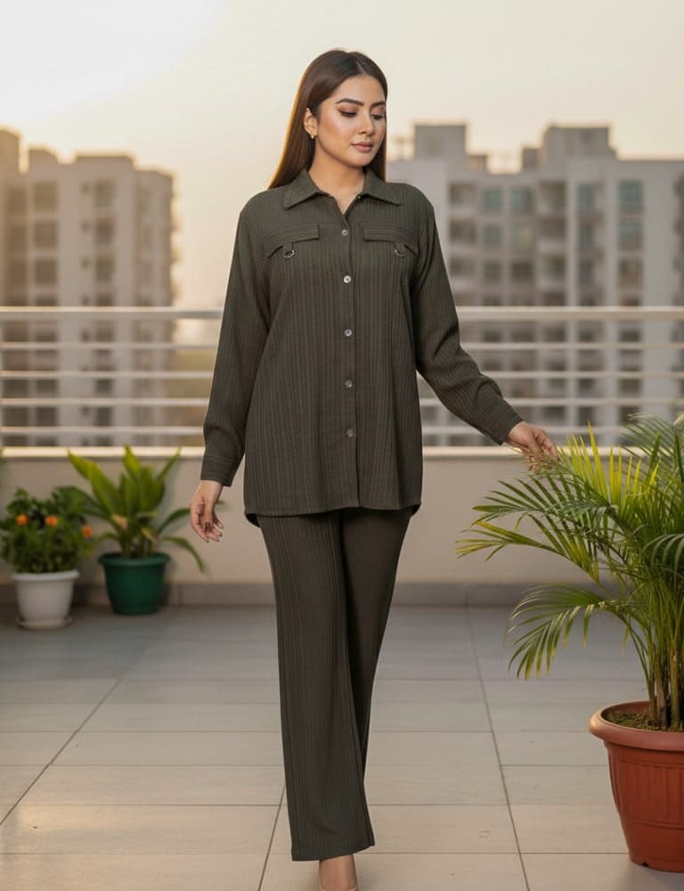 women wearing green lycra co-ord set