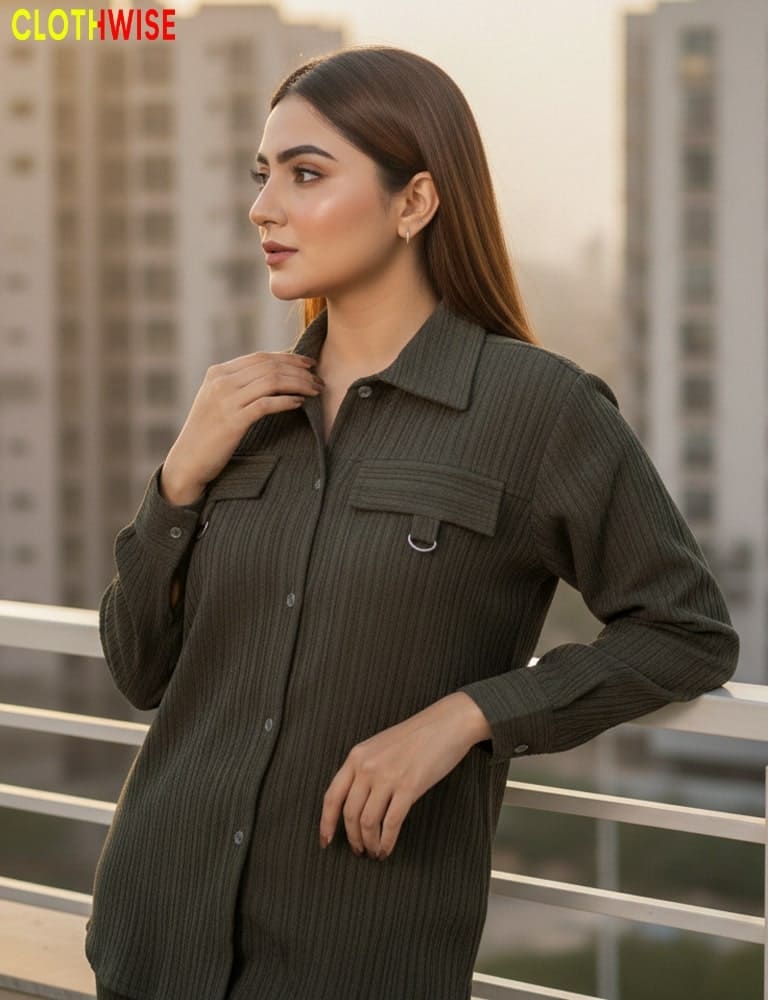 women wearing green lycra western co-ord set by clothwise