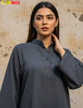 Urbanex – Western 2-Piece Lycra Grey Co-Ord Set by Clothwise - Pakistani Women Pret | CLOTHWISE