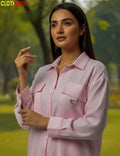 Urbanex – Western 2-Piece Lycra Lpink Co-Ord Set by Clothwise - Pakistani Women Pret | CLOTHWISE