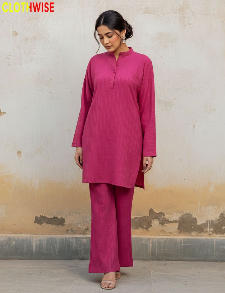 Urbanex Western 2-piece lycra Pink co-ord set by Clothwise. - Pakistani Women Pret | CLOTHWISE