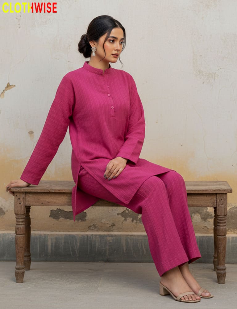 Urbanex Western 2-piece lycra Pink co-ord set by Clothwise. - Pakistani Women Pret | CLOTHWISE