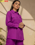 Urbanex – Western 2-Piece Lycra Purple Co-Ord Set by Clothwise - Pakistani Women Pret | CLOTHWISE
