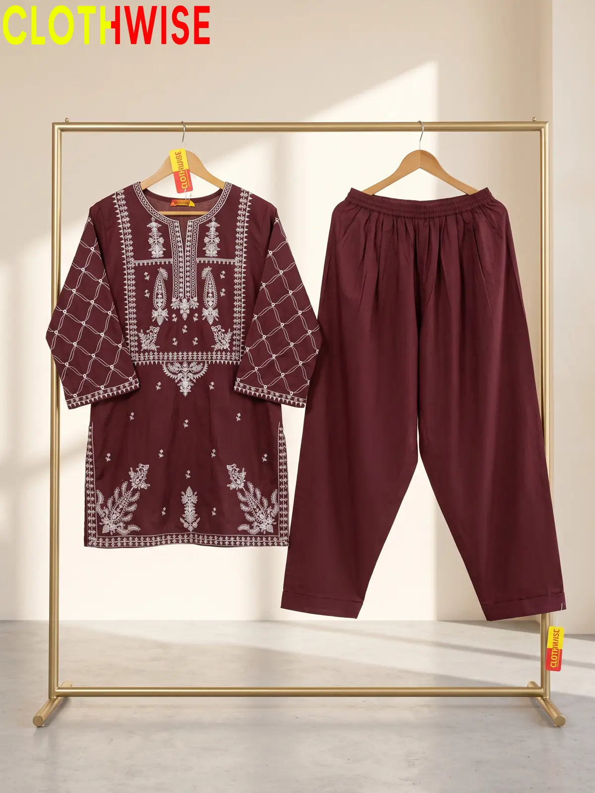 Saccy – Embroidered 2 Piece Kurti & Shalwar Set for Women