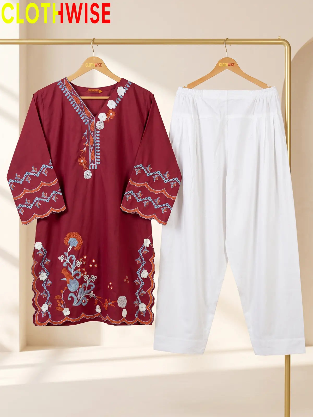 Amaltas – Embroidered Kurti with Shalwar | Women's 2 Piece Suit | Clothwise