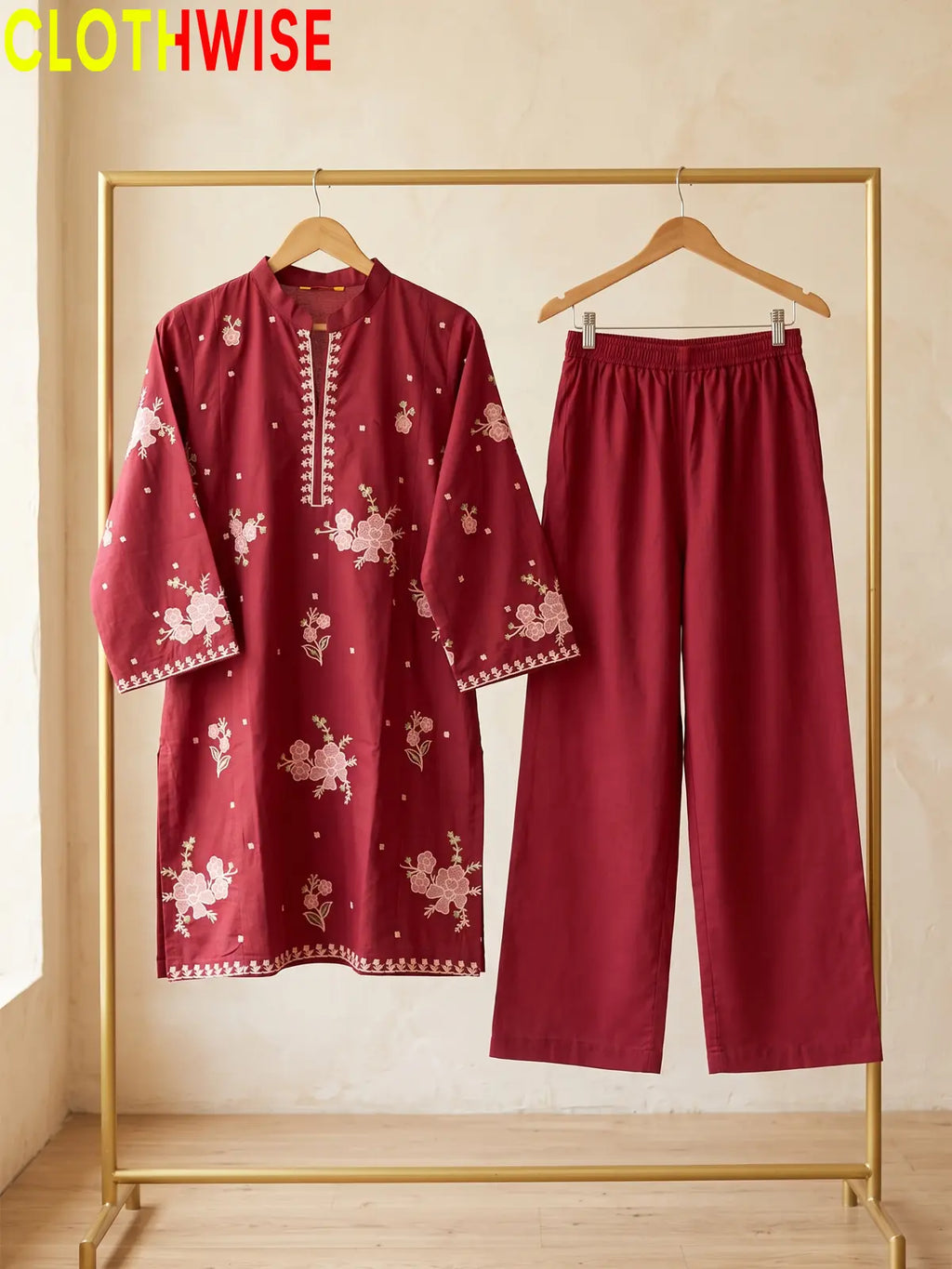 Marias – 2 Piece Stitched Embroidered Tunic & Flapper | CLOTHWISE